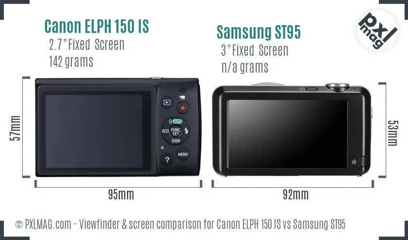 Canon ELPH 150 IS vs Samsung ST95 Screen and Viewfinder comparison