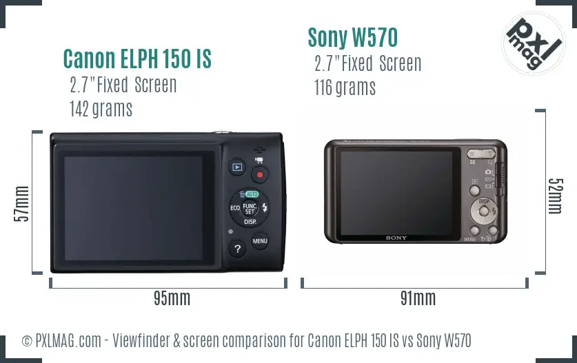 Canon ELPH 150 IS vs Sony W570 Screen and Viewfinder comparison