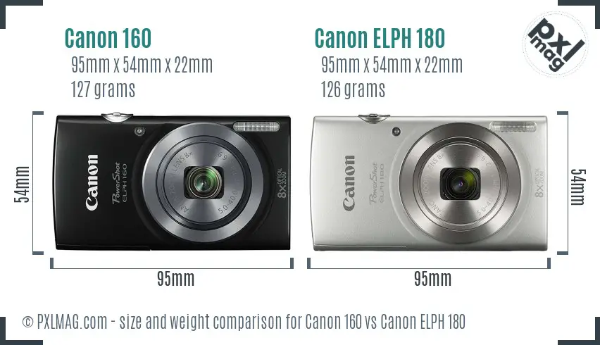 Canon 160 vs Canon ELPH 180 size comparison