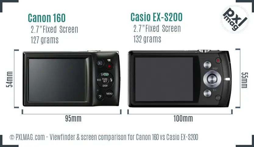 Canon 160 vs Casio EX-S200 Screen and Viewfinder comparison Canon 160 vs Casio EX-S200 Screen and Viewfinder comparison