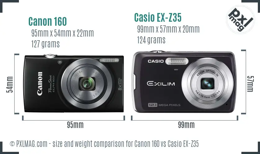 Canon 160 vs Casio EX-Z35 size comparison