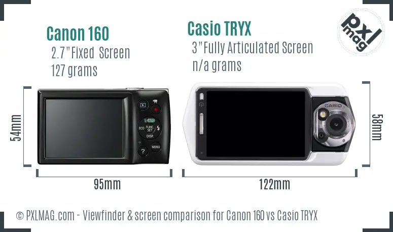 Canon 160 vs Casio TRYX Screen and Viewfinder comparison Canon 160 vs Casio TRYX Screen and Viewfinder comparison
