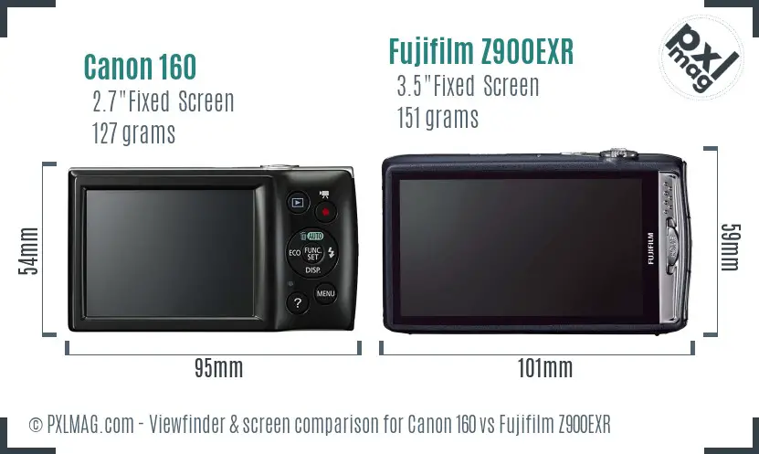 Canon 160 vs Fujifilm Z900EXR Screen and Viewfinder comparison Canon 160 vs Fujifilm Z900EXR Screen and Viewfinder comparison