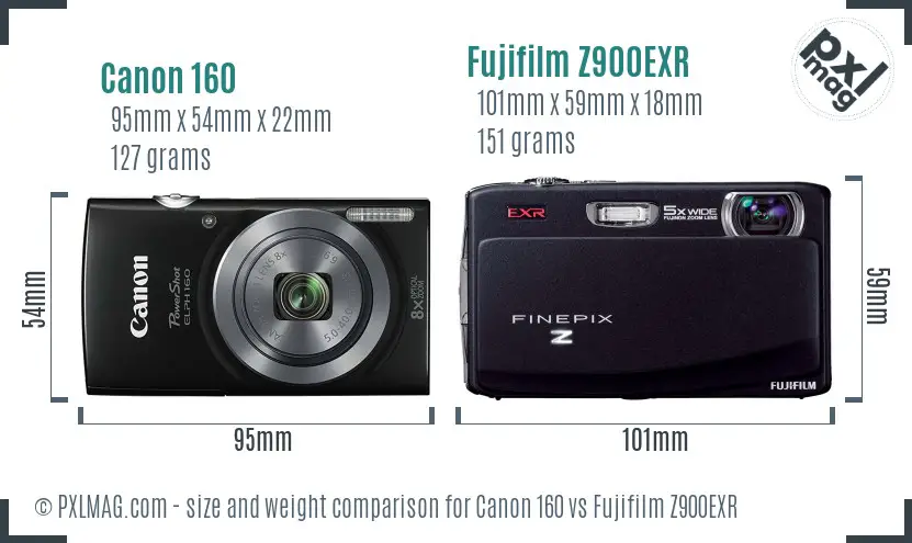 Canon 160 vs Fujifilm Z900EXR size comparison Canon 160 vs Fujifilm Z900EXR size comparison