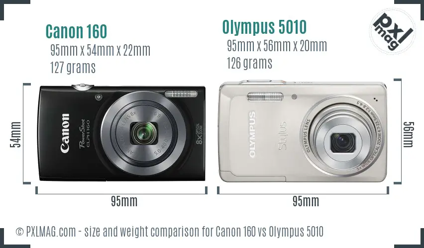Canon 160 vs Olympus 5010 size comparison