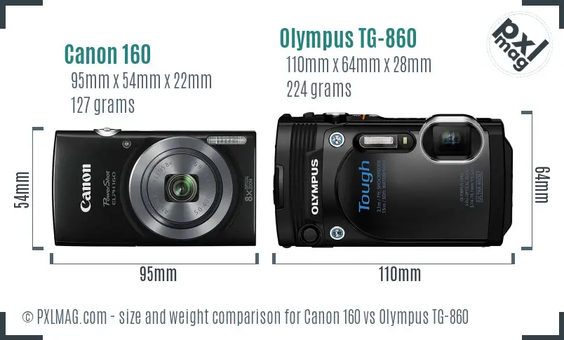 Canon 160 vs Olympus TG-860 size comparison