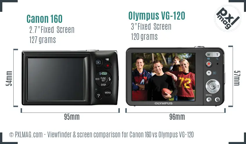 Canon 160 vs Olympus VG-120 Screen and Viewfinder comparison