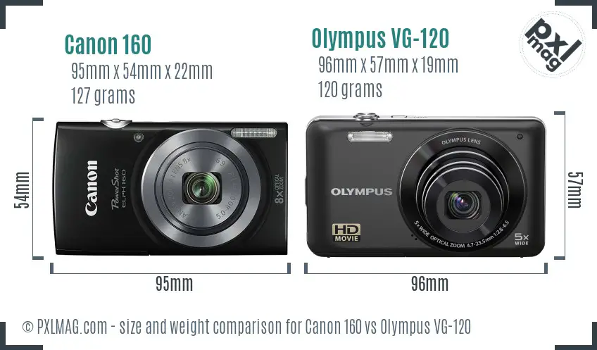 Canon 160 vs Olympus VG-120 size comparison