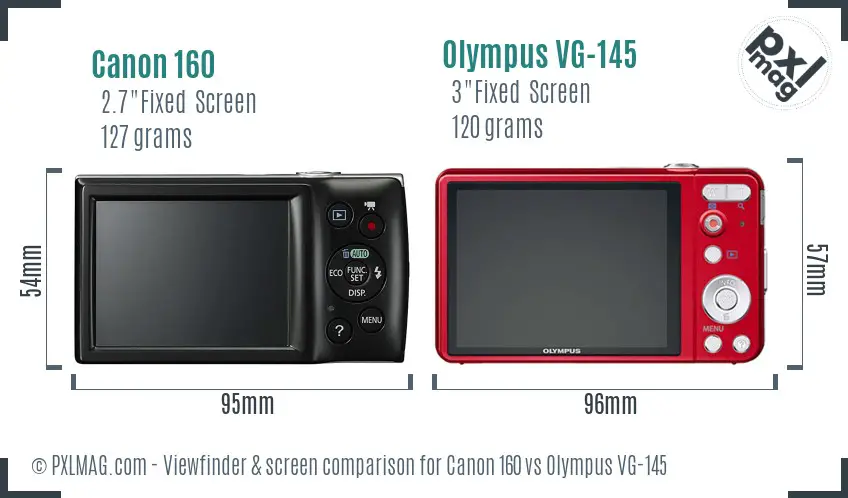 Canon 160 vs Olympus VG-145 Screen and Viewfinder comparison