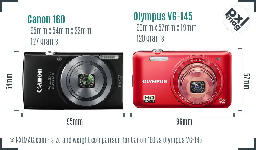 Canon 160 vs Olympus VG-145 size comparison