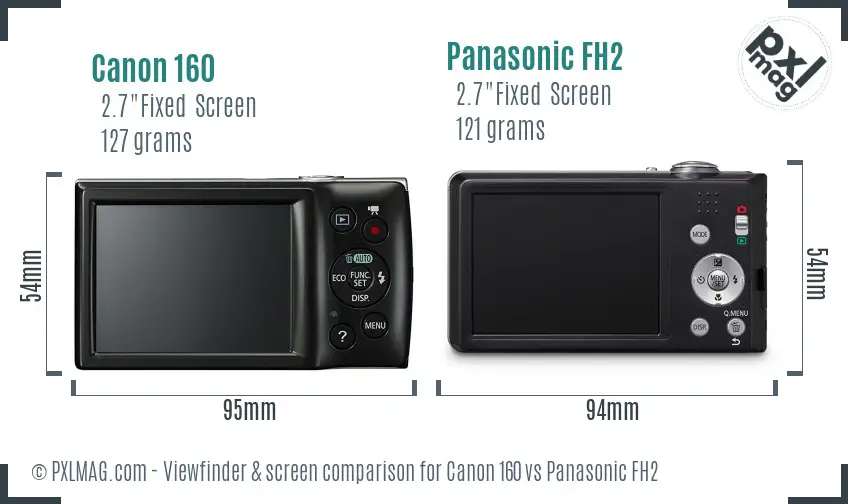 Canon 160 vs Panasonic FH2 Screen and Viewfinder comparison