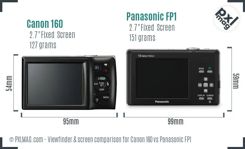 Canon 160 vs Panasonic FP1 Screen and Viewfinder comparison