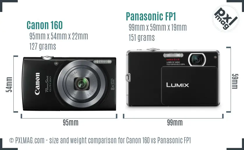 Canon 160 vs Panasonic FP1 size comparison