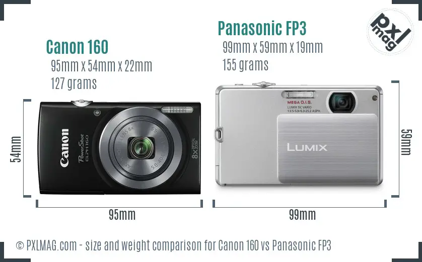 Canon 160 vs Panasonic FP3 size comparison