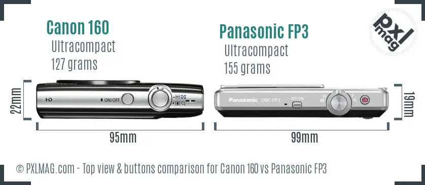 Canon 160 vs Panasonic FP3 top view buttons comparison