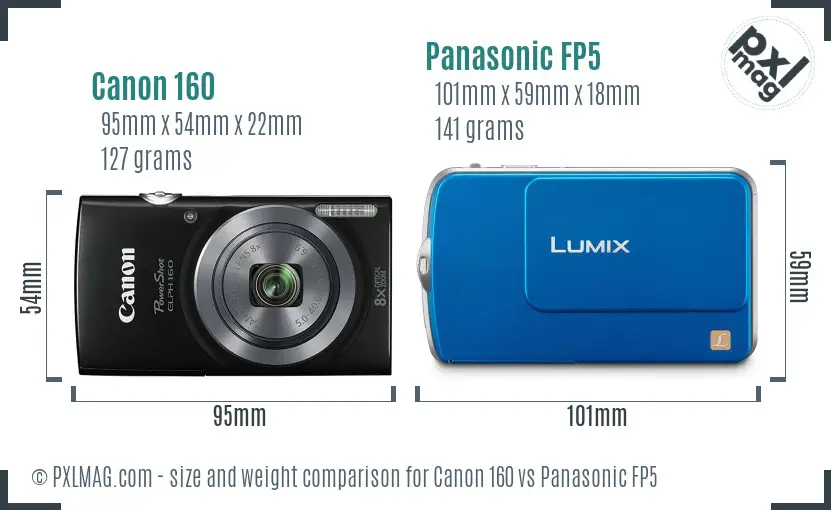 Canon 160 vs Panasonic FP5 size comparison