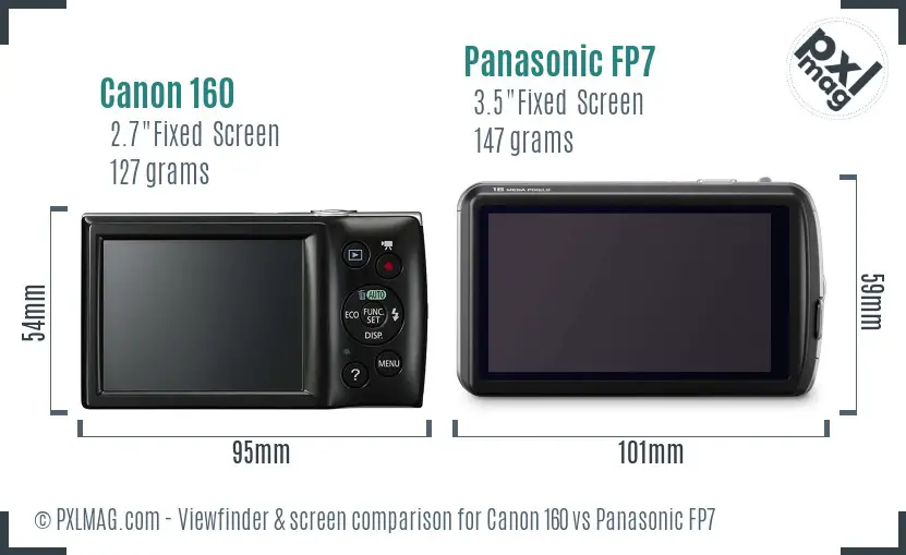 Canon 160 vs Panasonic FP7 Screen and Viewfinder comparison
