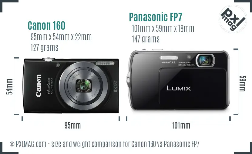 Canon 160 vs Panasonic FP7 size comparison