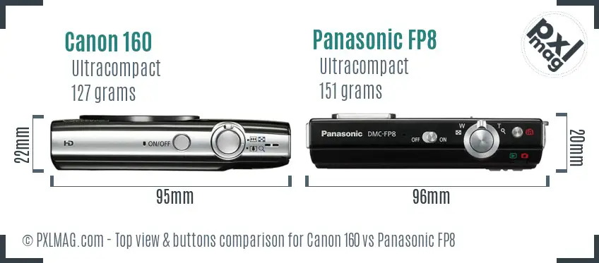 Canon 160 vs Panasonic FP8 top view buttons comparison