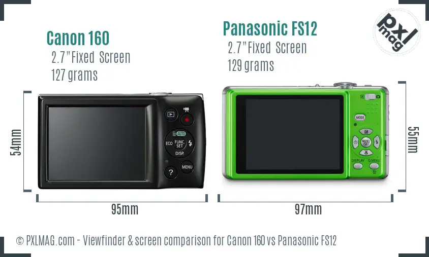 Canon 160 vs Panasonic FS12 Screen and Viewfinder comparison