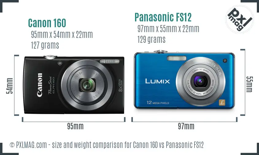 Canon 160 vs Panasonic FS12 size comparison