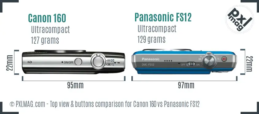 Canon 160 vs Panasonic FS12 top view buttons comparison