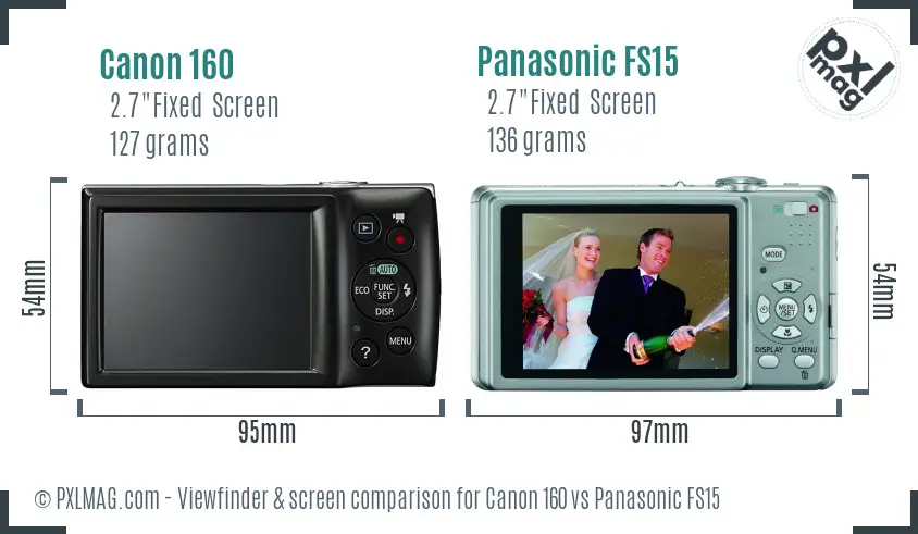 Canon 160 vs Panasonic FS15 Screen and Viewfinder comparison