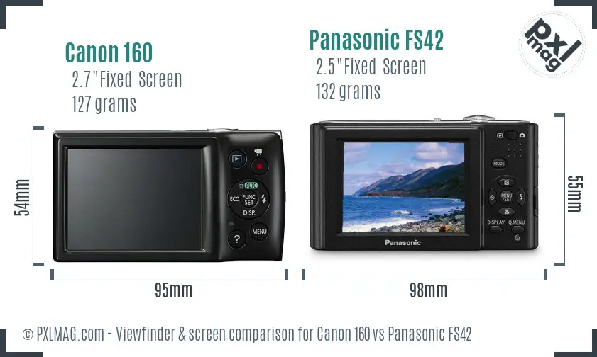 Canon 160 vs Panasonic FS42 Screen and Viewfinder comparison Canon 160 vs Panasonic FS42 Screen and Viewfinder comparison