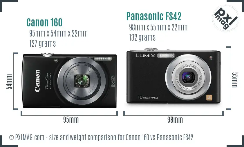 Canon 160 vs Panasonic FS42 size comparison Canon 160 vs Panasonic FS42 size comparison