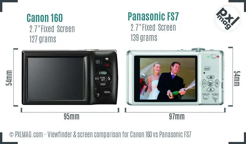 Canon 160 vs Panasonic FS7 Screen and Viewfinder comparison