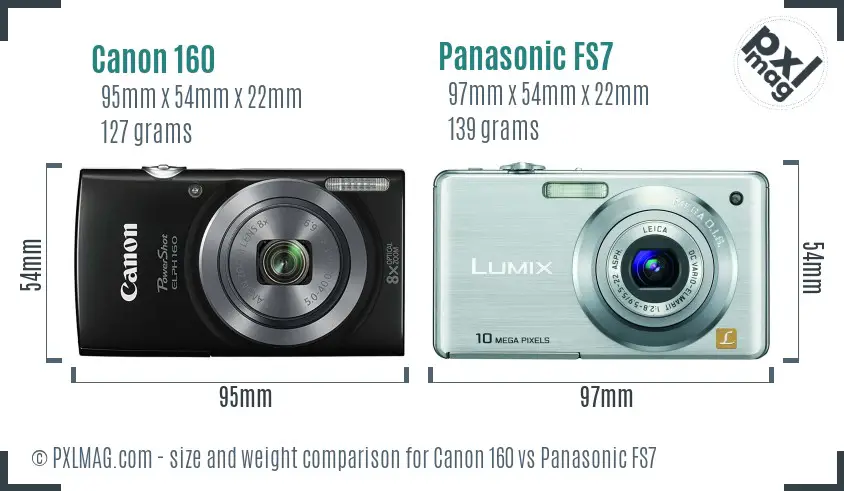 Canon 160 vs Panasonic FS7 size comparison