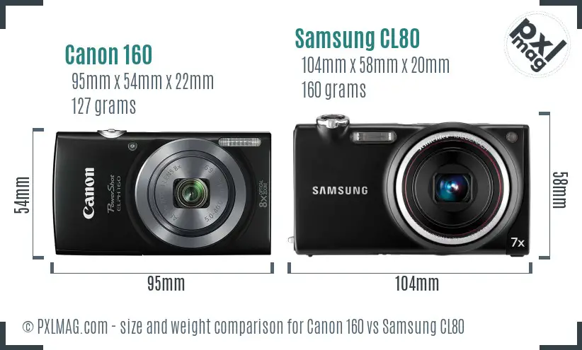 Canon 160 vs Samsung CL80 size comparison