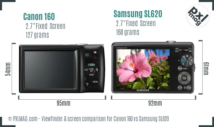 Canon 160 vs Samsung SL620 Screen and Viewfinder comparison Canon 160 vs Samsung SL620 Screen and Viewfinder comparison