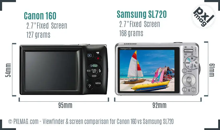 Canon 160 vs Samsung SL720 Screen and Viewfinder comparison Canon 160 vs Samsung SL720 Screen and Viewfinder comparison