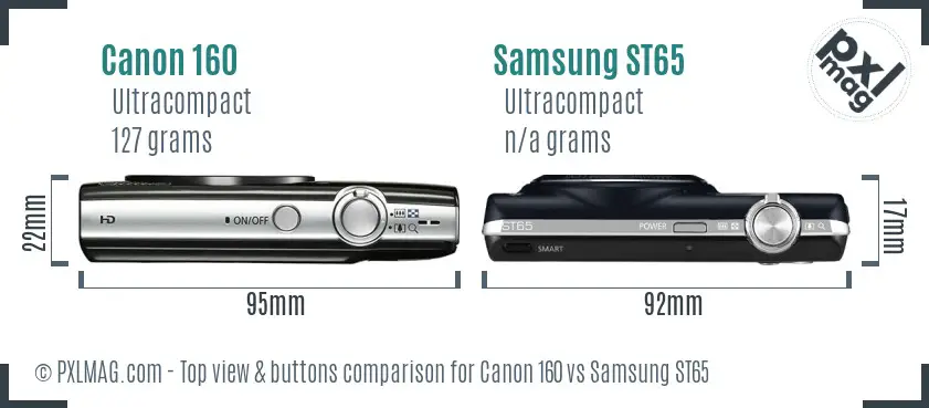 Canon 160 vs Samsung ST65 top view buttons comparison