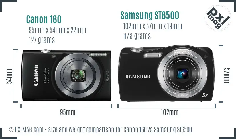 Canon 160 vs Samsung ST6500 size comparison