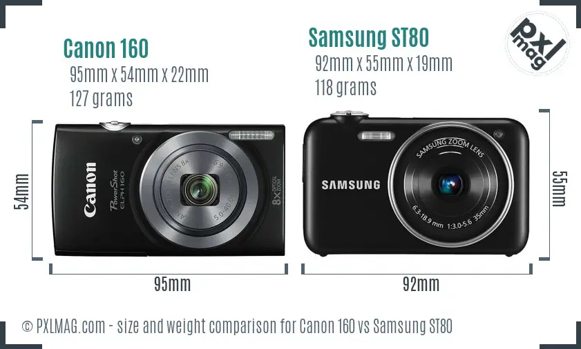 Canon 160 vs Samsung ST80 size comparison