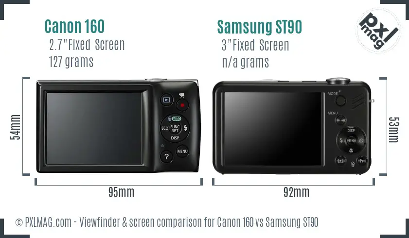 Canon 160 vs Samsung ST90 Screen and Viewfinder comparison