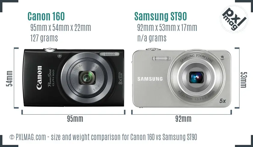 Canon 160 vs Samsung ST90 size comparison