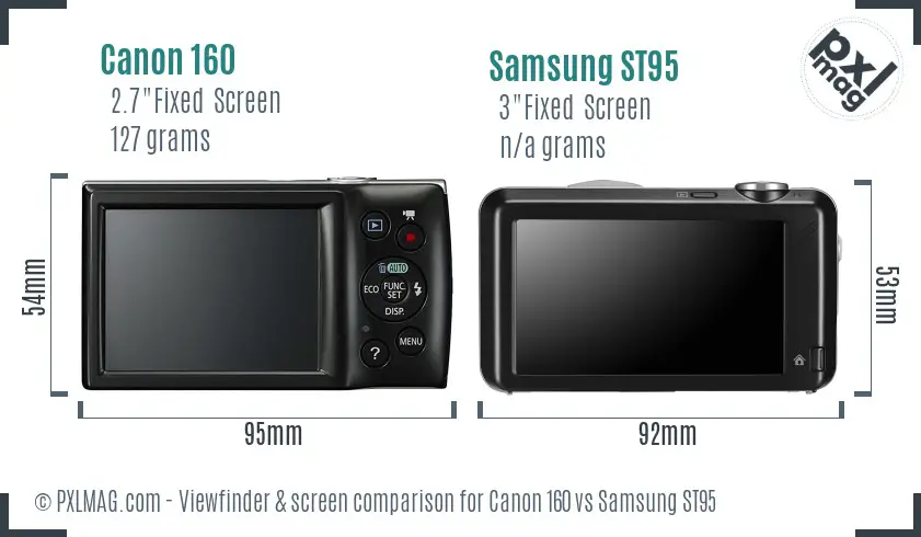 Canon 160 vs Samsung ST95 Screen and Viewfinder comparison