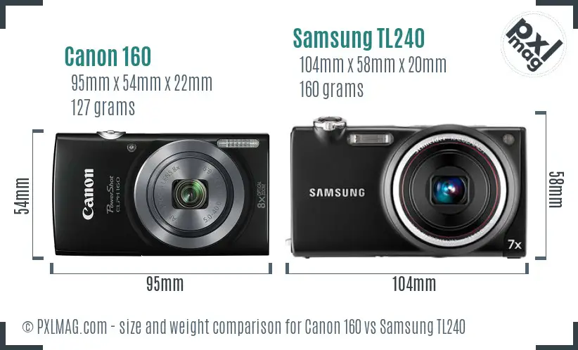 Canon 160 vs Samsung TL240 size comparison Canon 160 vs Samsung TL240 size comparison