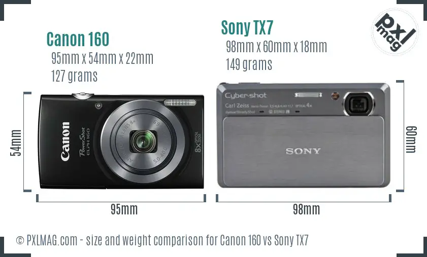 Canon 160 vs Sony TX7 size comparison