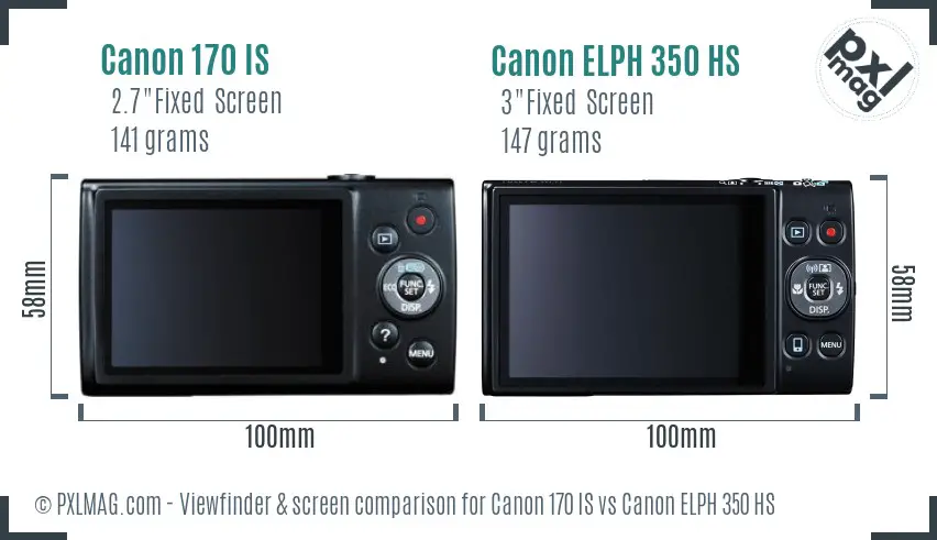 Canon 170 IS vs Canon ELPH 350 HS Screen and Viewfinder comparison