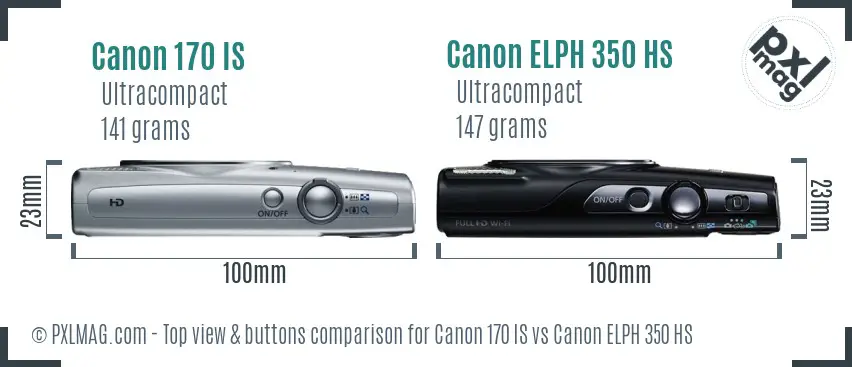 Canon 170 IS vs Canon ELPH 350 HS top view buttons comparison