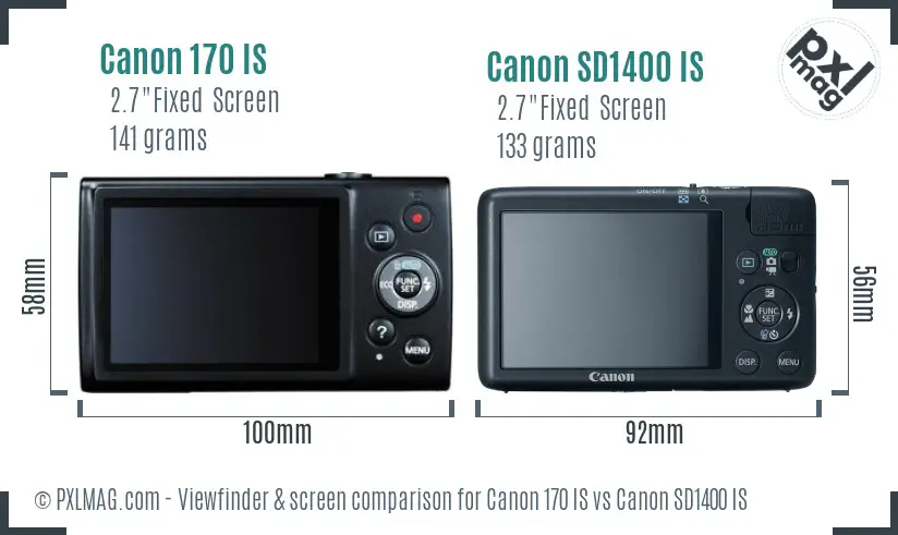 Canon 170 IS vs Canon SD1400 IS Screen and Viewfinder comparison