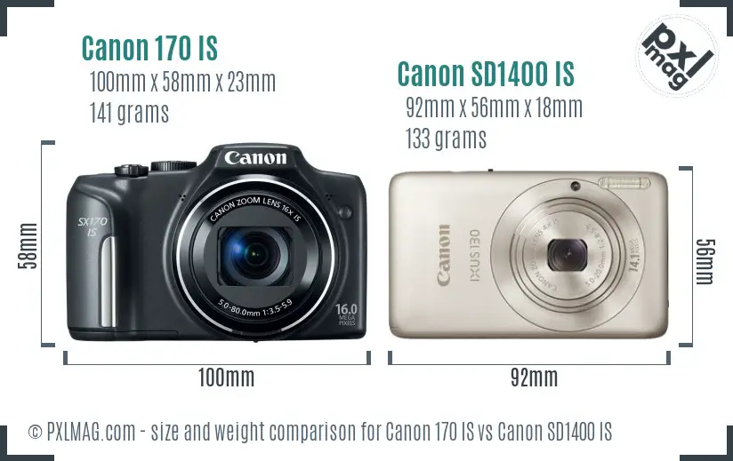 Canon 170 IS vs Canon SD1400 IS size comparison