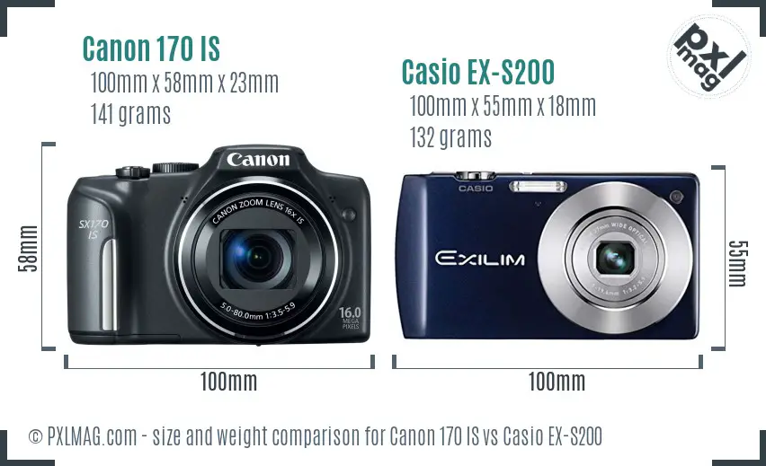 Canon 170 IS vs Casio EX-S200 size comparison
