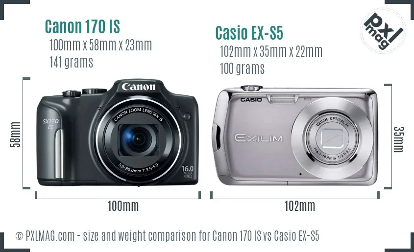Canon 170 IS vs Casio EX-S5 size comparison