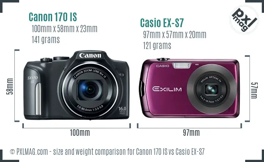 Canon 170 IS vs Casio EX-S7 size comparison