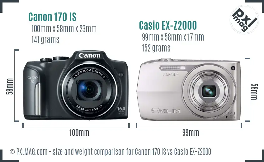 Canon 170 IS vs Casio EX-Z2000 size comparison